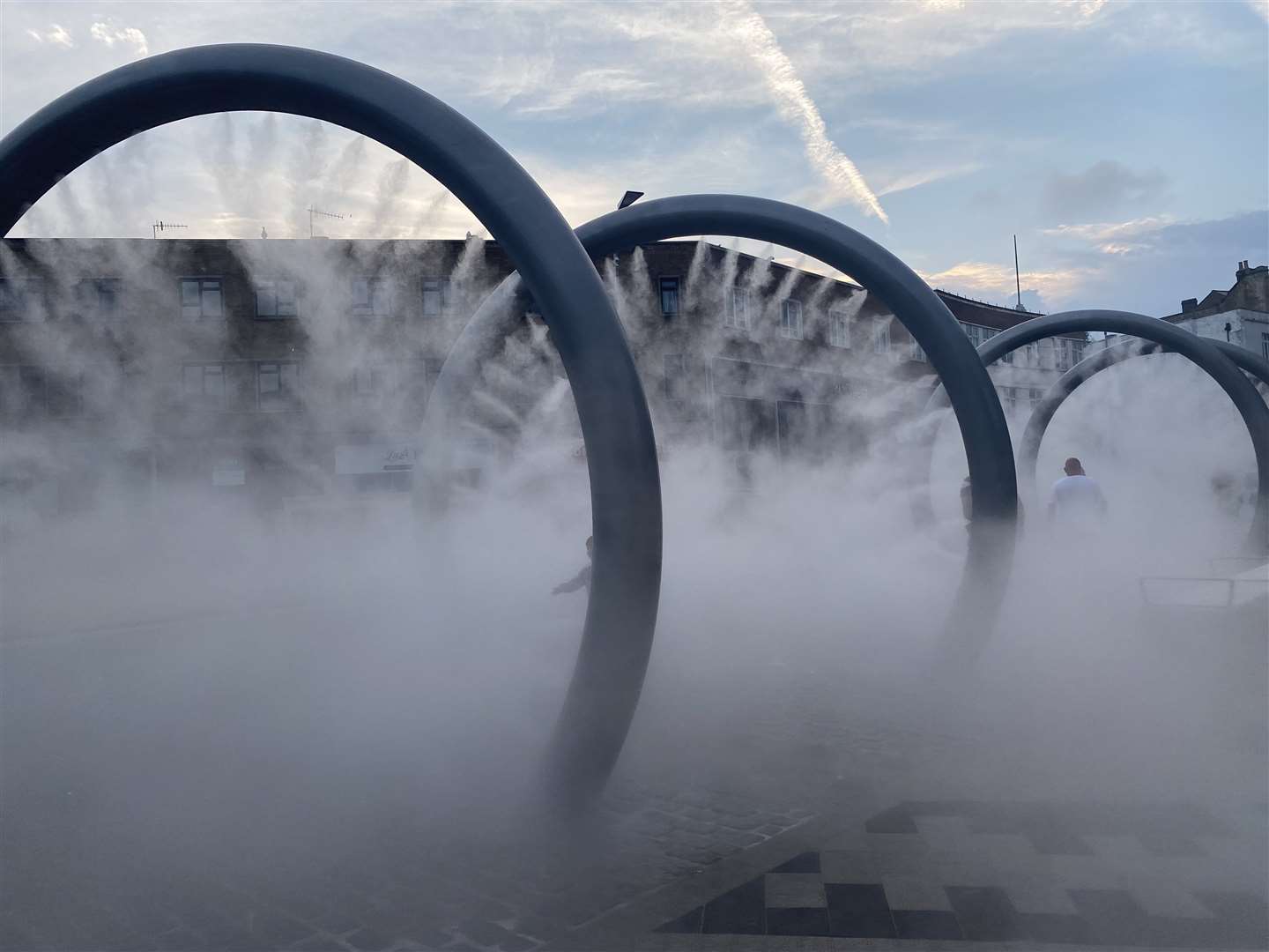 The water feature at Market Square in full flow