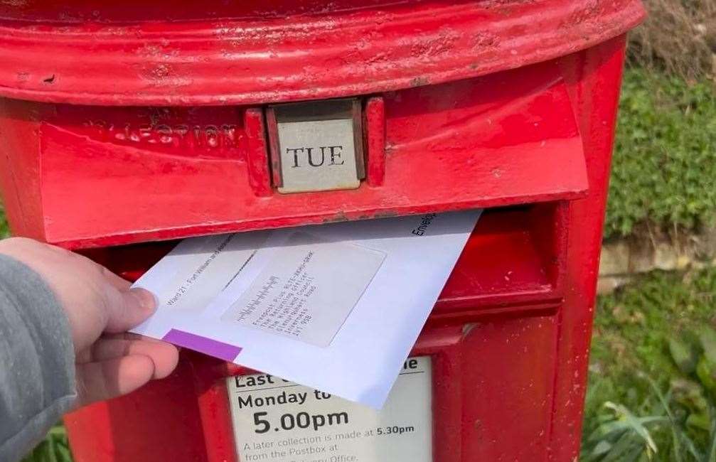 A postal ballot being sent for counting