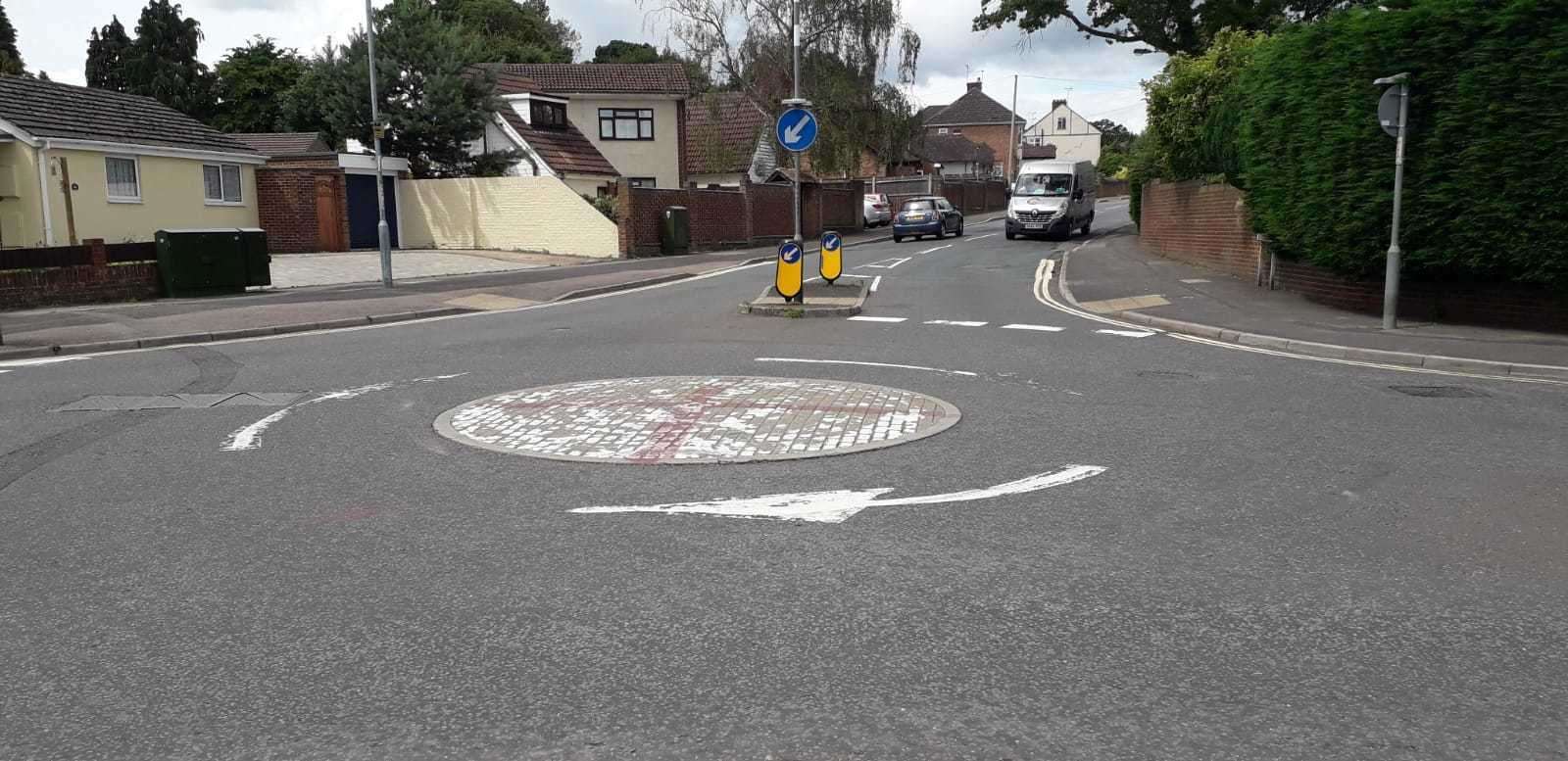 The roundabout at the junction of Maidstone Road and Durham Road