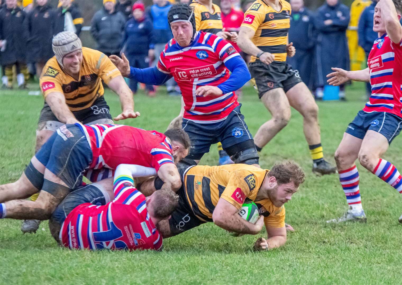 Tyler Oliver goes to ground for Canterbury. Picture: Phillipa Hilton