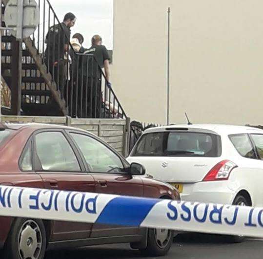 Armed police responded to the flat in Terminus Road, Barming on Tuesday morning. Credit: Tobe Leigh