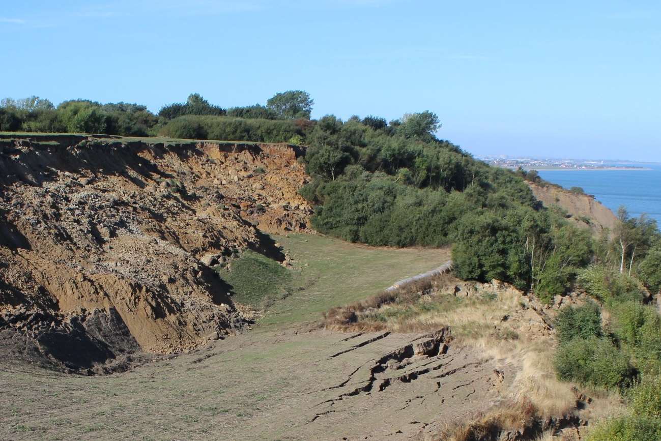 The boy fell about 15 feet down a cliff