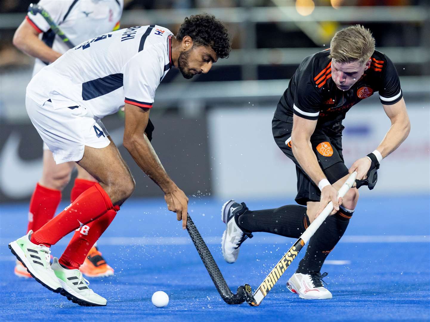 Rohan Bhuhi in action for Great Britain against the Netherlands. Picture: World Sport Pics/GB Hockey