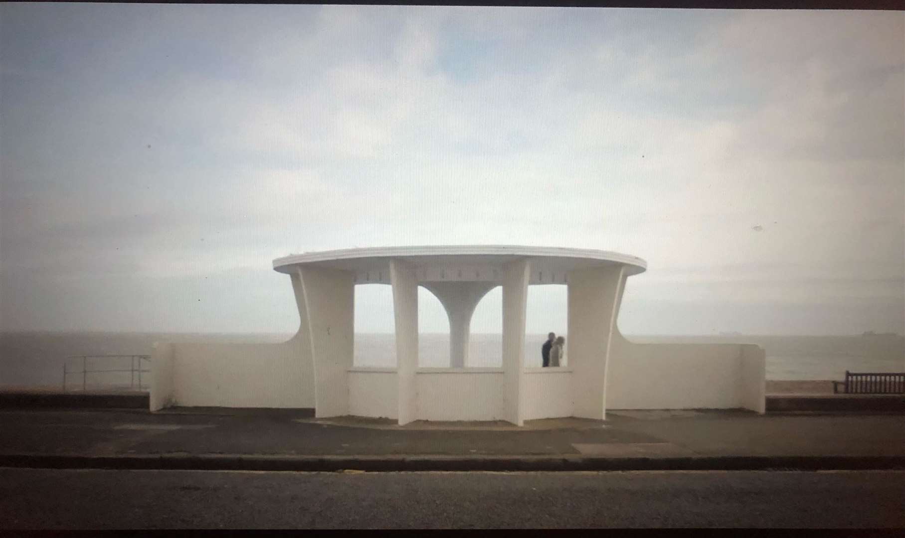 A seating area along the beach at Deal is also seen