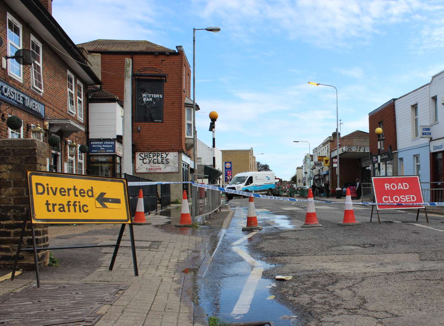 The leak outside the Castle Tavern last month