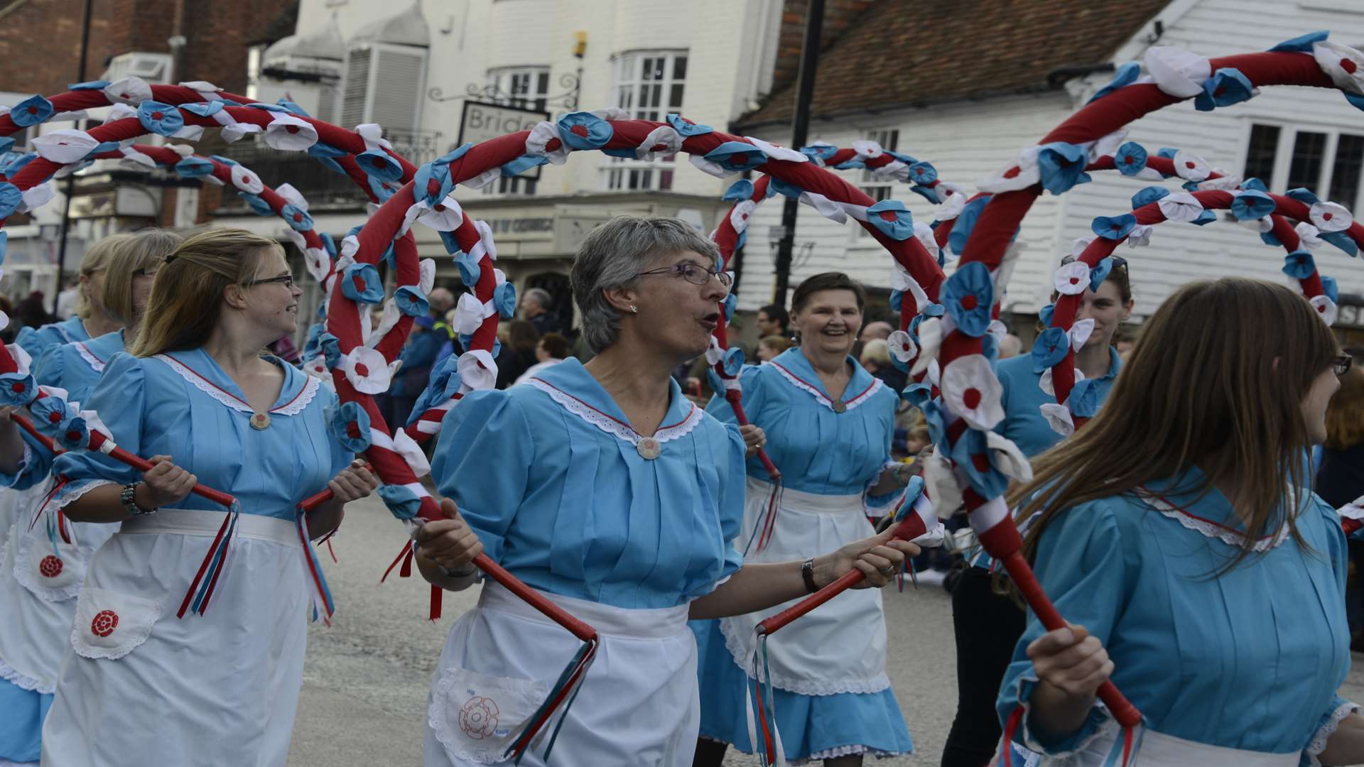 Minden Rose morris on parade at Tenterden Folk Festival