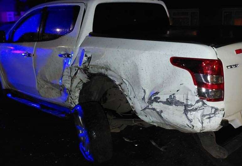 One of the parked cars that was damaged during the incident in Hectorage Road, Tonbridge