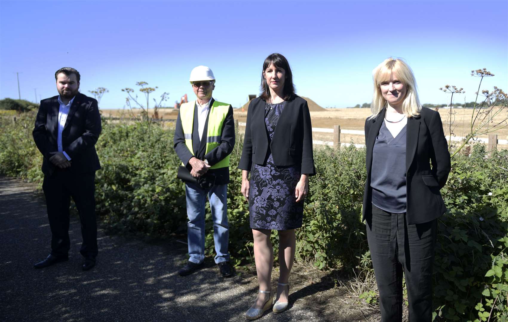 From left, Cllr Dara Farrell, Richard Lavender, Rachel Reeves and Rosie Duffield at the site this morning. Pictures: Barry Goodwin