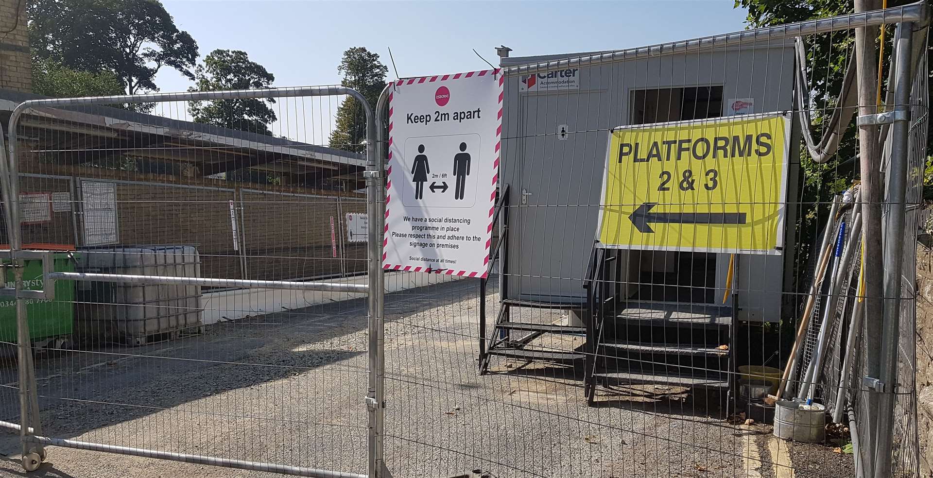 Social distancing signs to remind people at Maidstone East station