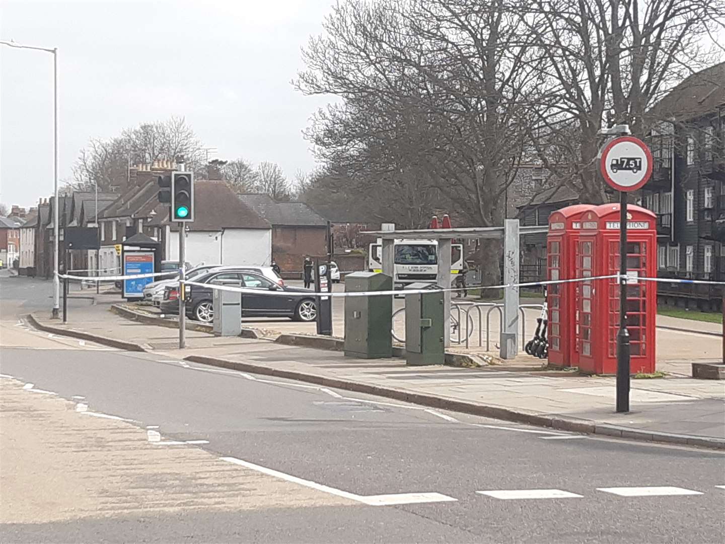 Police and bomb disposal teams at the car park in Canterbury