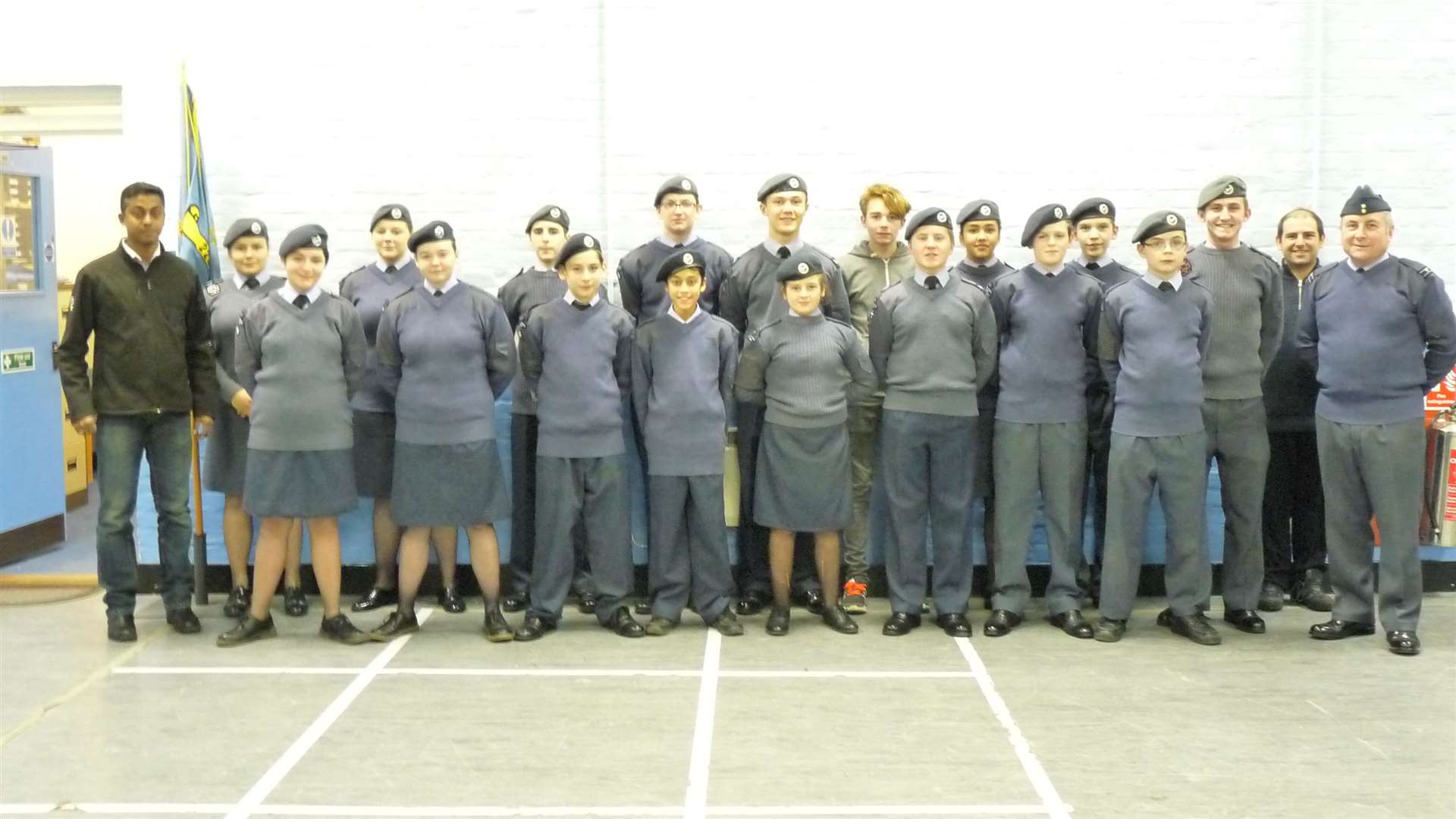 Flt Lt John Kealy (far right) with the cadets at the The Drill Hall in Deal.