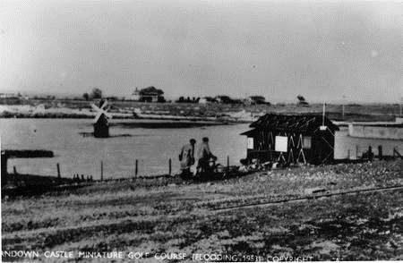 Flooding in 1953, when the sea surged onto the former putting green in the north end of Deal