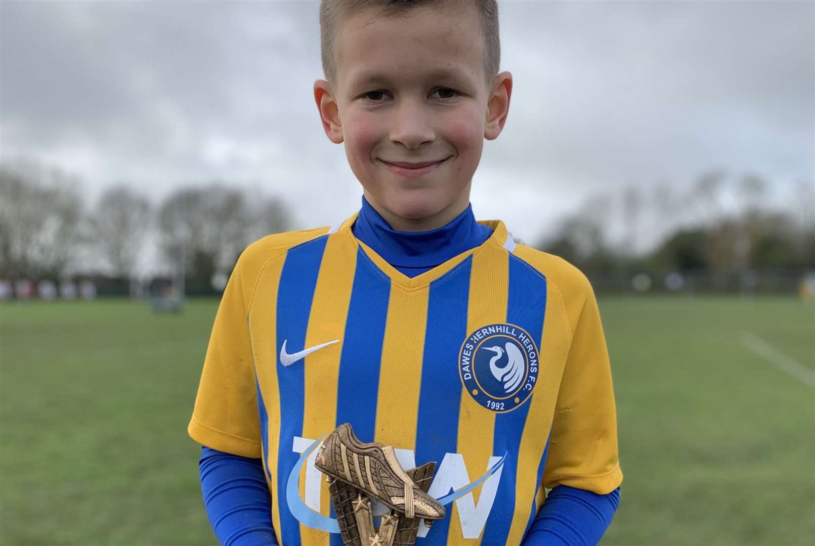 Harry plays in defence for football team Hernhill Harriers