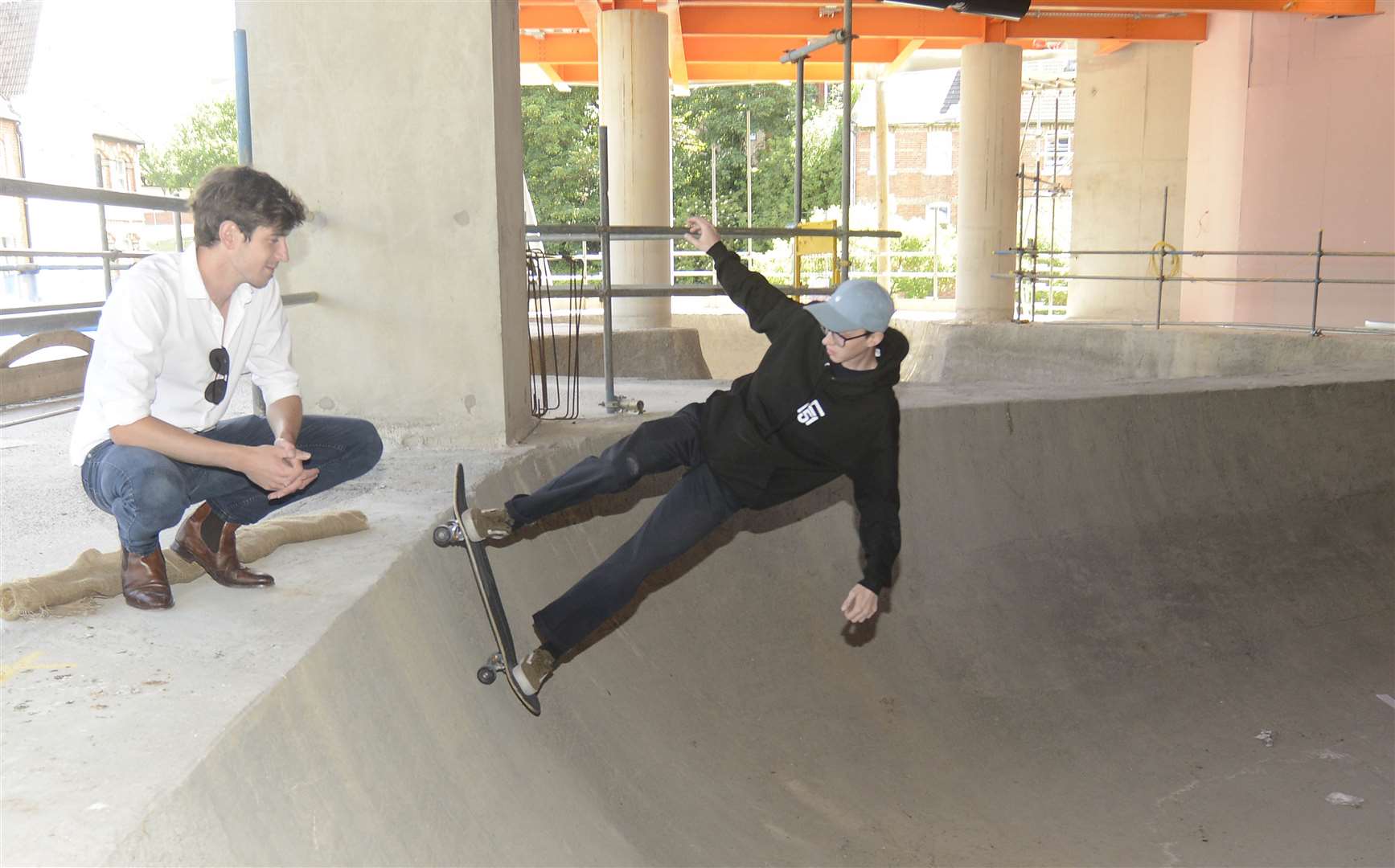 Project Officer Alex Frost tries out one of the bowls, watched by Trustee Dan Hulme. Picture: Paul Amos. (12778203)