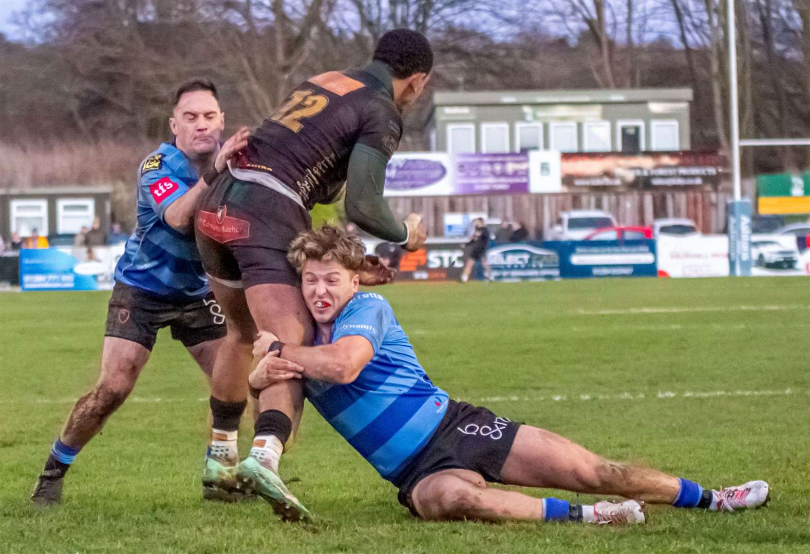 Canterbury's Alfie Orris tries to halt Bury St Edmunds' progress. Picture: Phillipa Hilton