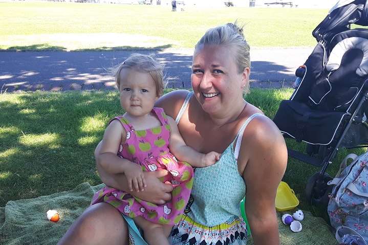 Kym Giles and Emilia Martin, one and a half at Gravesend's riverside