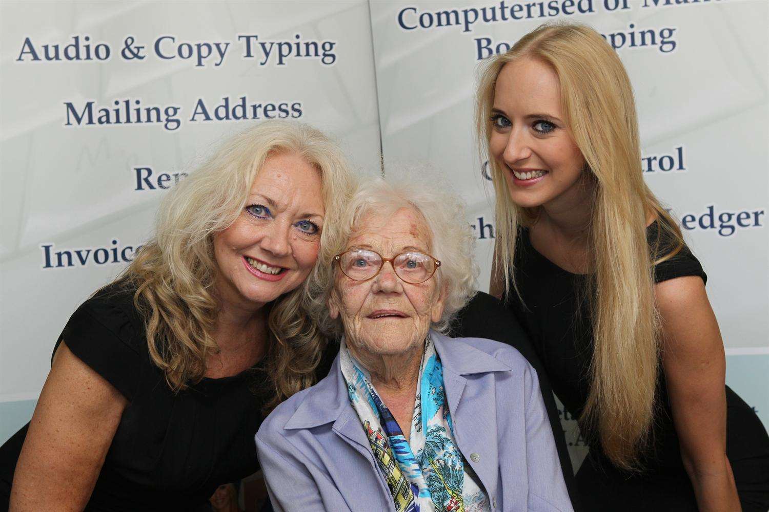 From left, Pam Walker, proprietor with her Mother, Ena, 91, a former employee and her daughter, Tanya Walker, Manager, at PDQ Secretarial