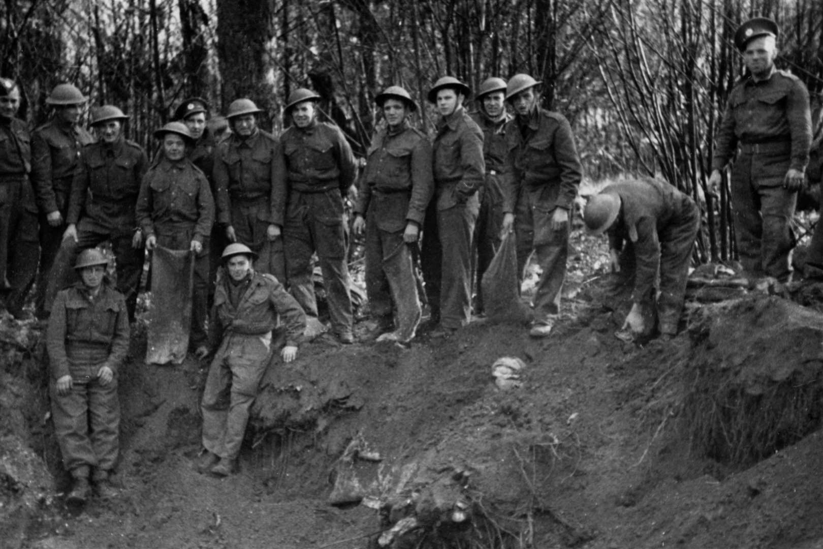 A bomb crater in Platt Woods - 1940