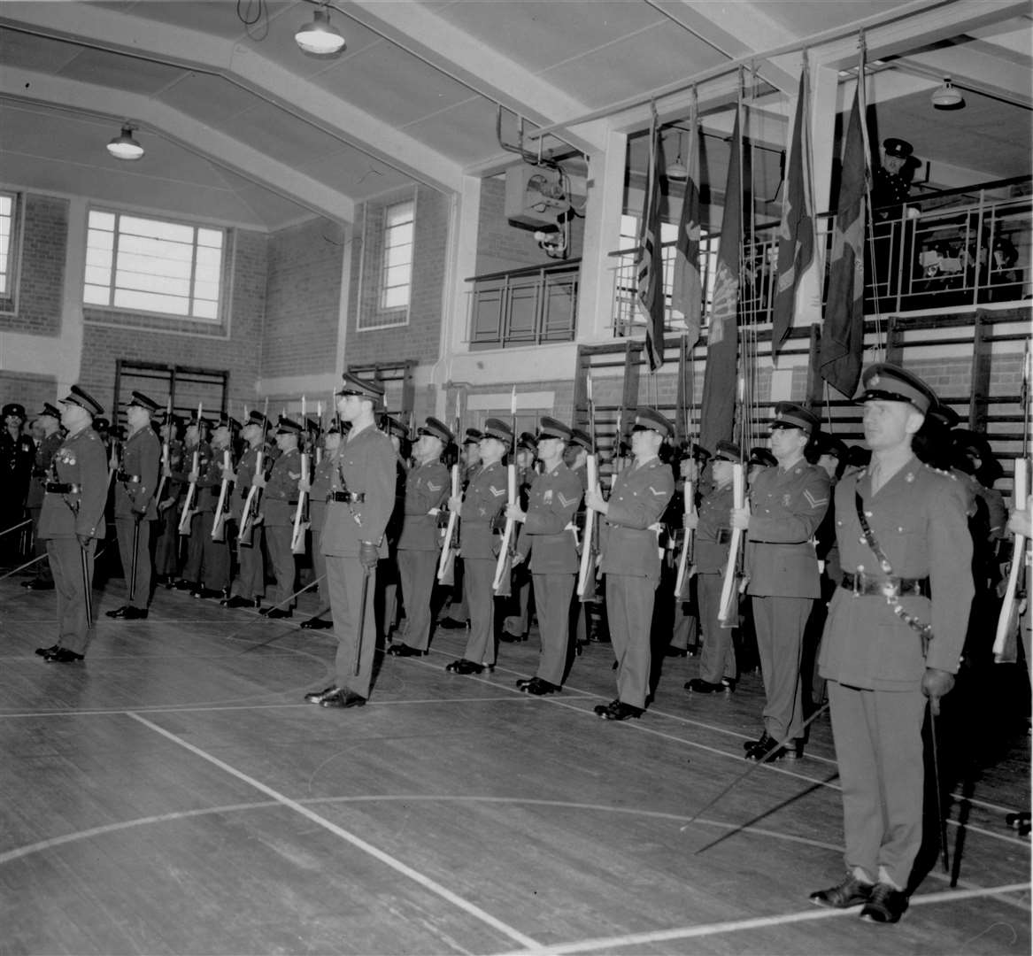 The flags of four famous regiments were lowered for the last time at Howe Barracks