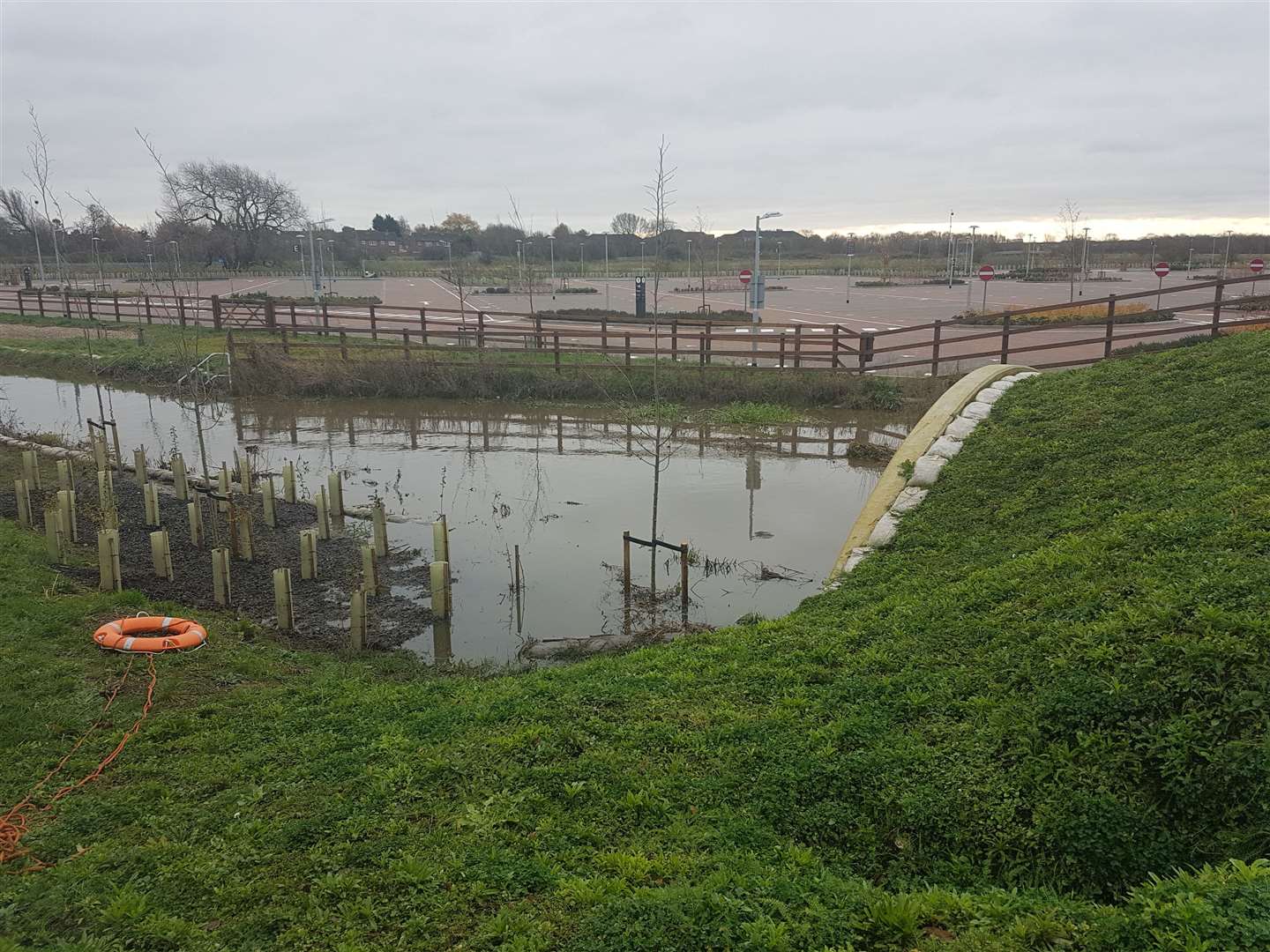 The River Stour runs alongside the car park, and has caused flooding across the Ashford area