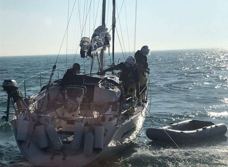 Dungeness lifeboat assisted a yacht anchored by lobster and whelk pots. Photograph: RNLI crew member Simon Collins