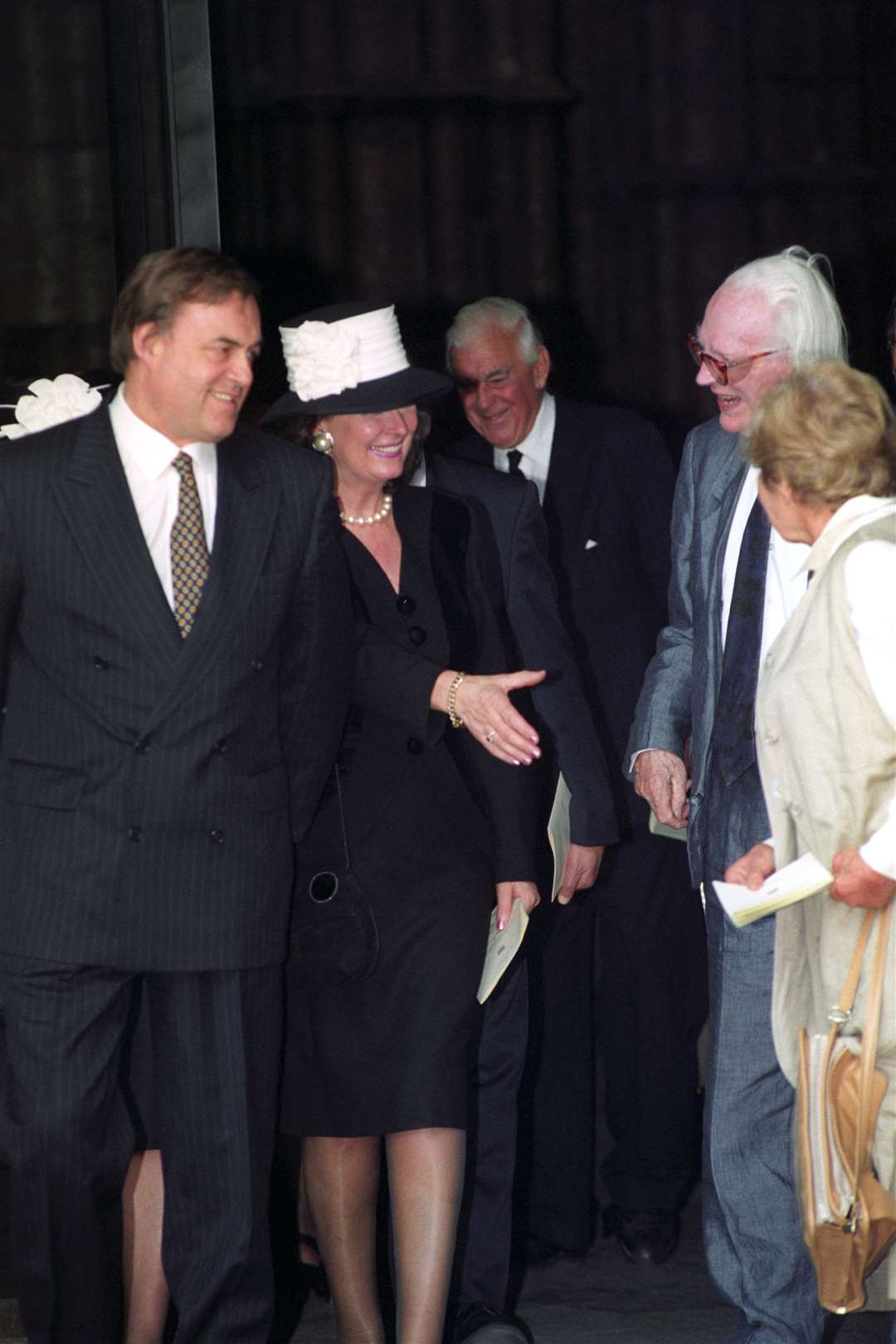 John Prescott and wife Pauline with Michael Foot at a thanksgiving service for late Labour leader John Smith (John Giles/PA)