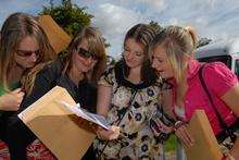 Students get their A level results. Library picture