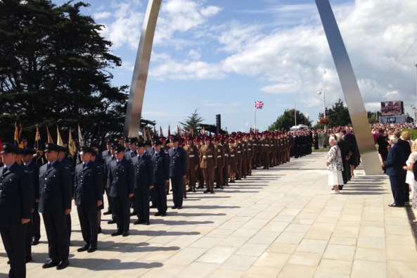 Uniformed officers taking part in the commemoration