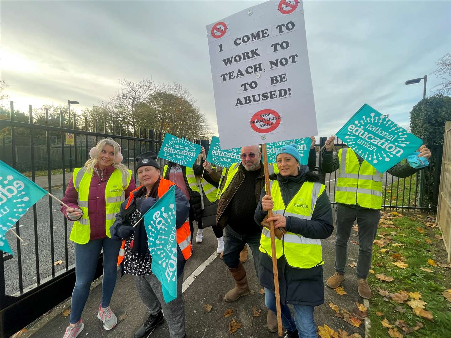 Teachers at Oasis Academy on Sheppey protested after pupil behavioural issues. Picture: KMTV