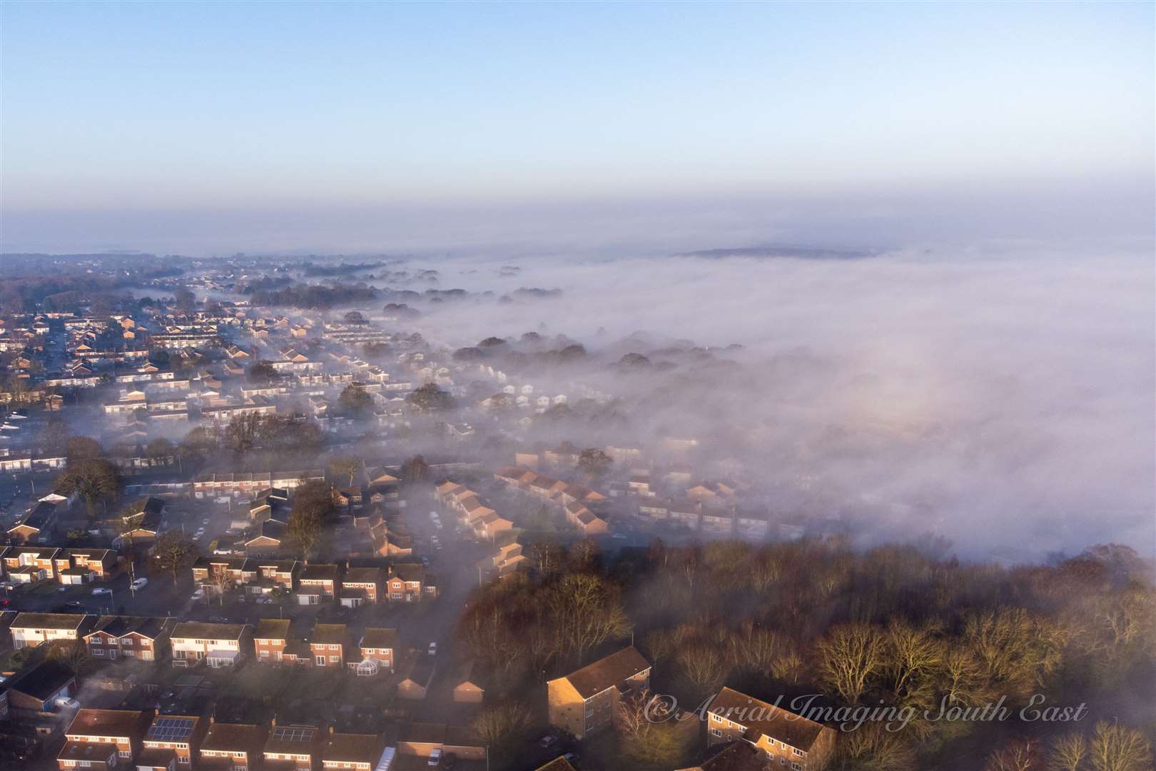 Stunning photo of fog covering Medway. Picture: Geoff Watkins/Aerial Imaging South East