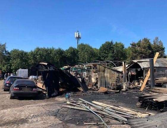 Danny's car repair shop was completely destroyed in the blaze in Birchwood Road, Dartford. Photo: Danny Russell