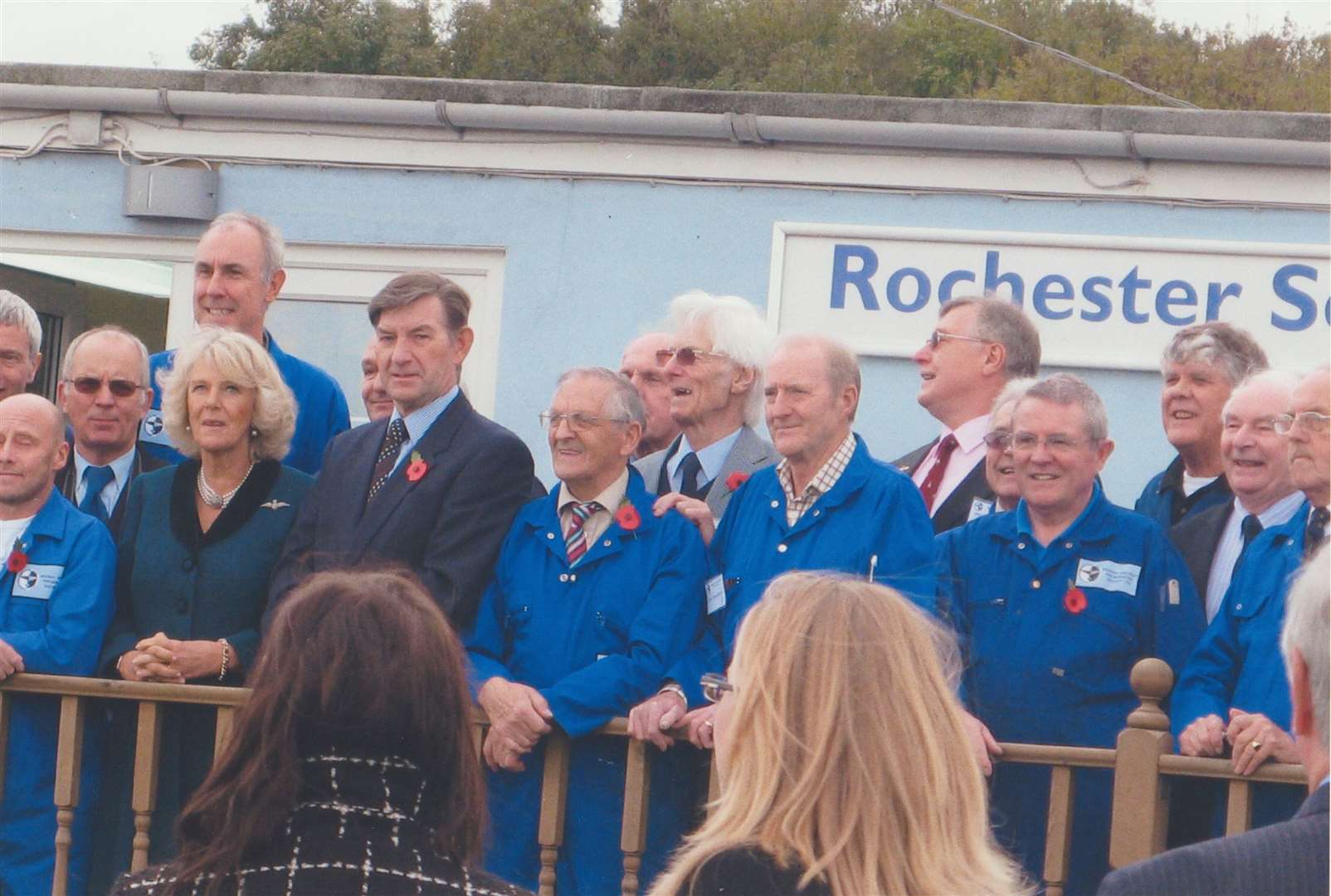 Queen Camilla with MAPS members on an early visit to the workshop at Rochester Airport