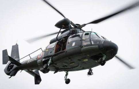 A French rescue helicopter located migrants at sea last week. Picture: préfecture maritime de la Manche et de la mer du Nord