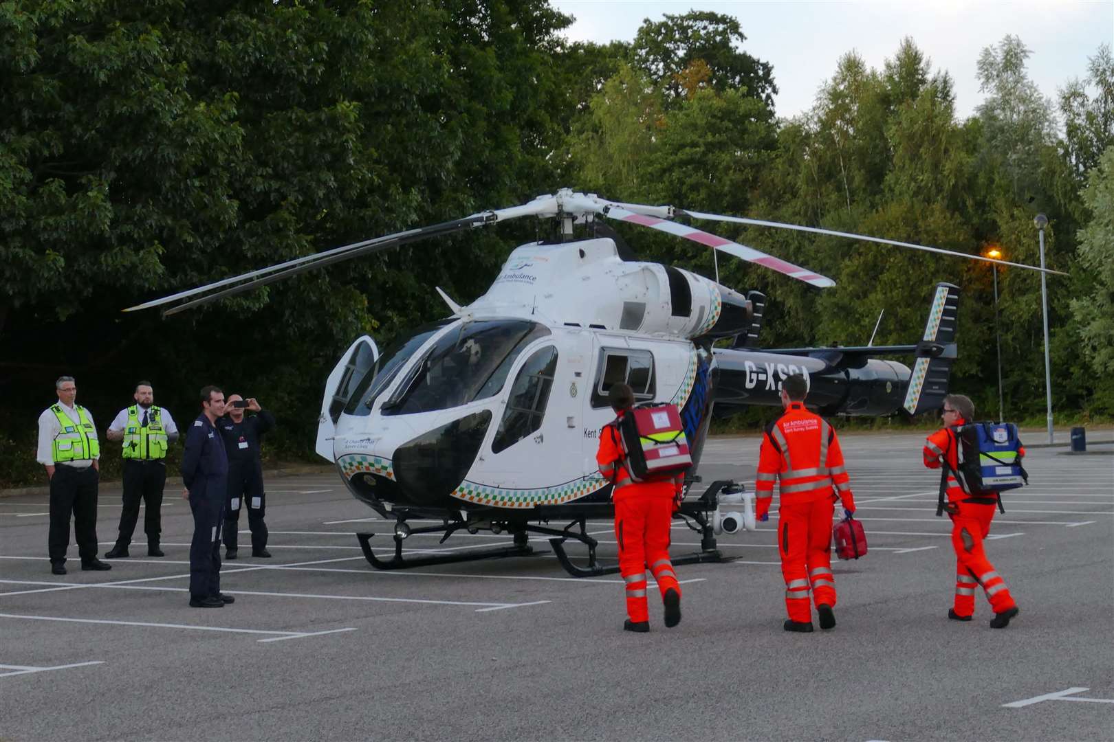 It landed in a car park, having attended a medical incident at Bannatyne Health Club. Picture: Andy Clark