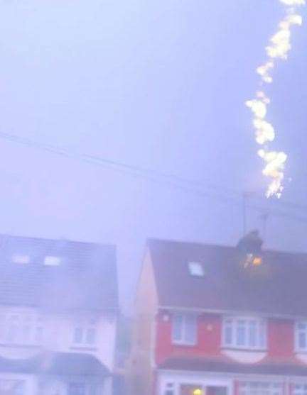 The moment lightning struck a house in Northfleet. Picture: Elaine Wills