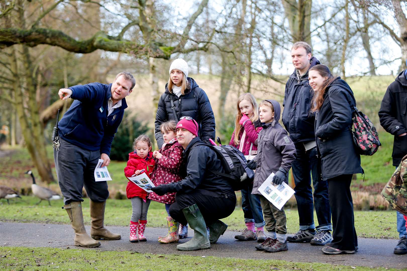 Mark Brattle points out the wildlife to Leeds Castle visitors