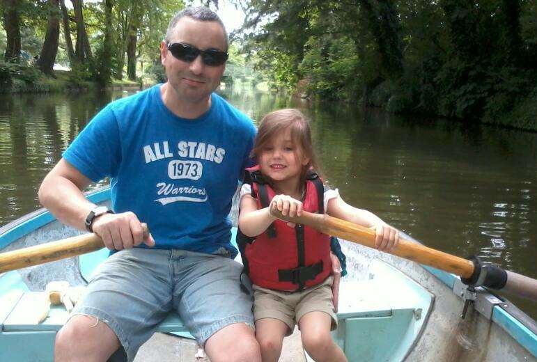 Three-year-old Alicia Atkins-White with her grandad Tim Atkins on the day Willa went missing.