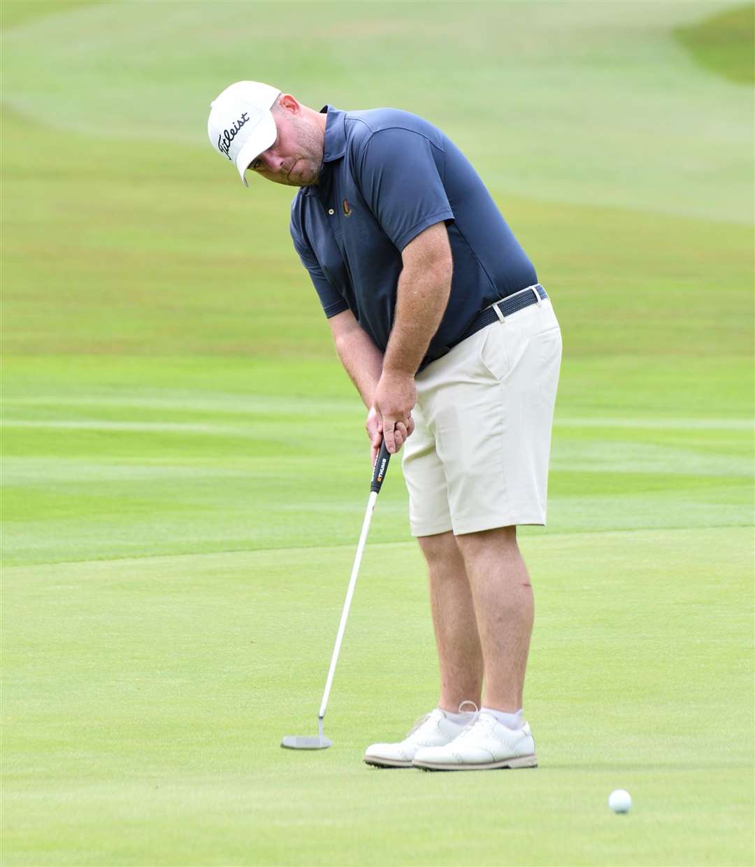 Prince’s Golf Club’s Tony Adams on the green. Picture: Simon Hildrew