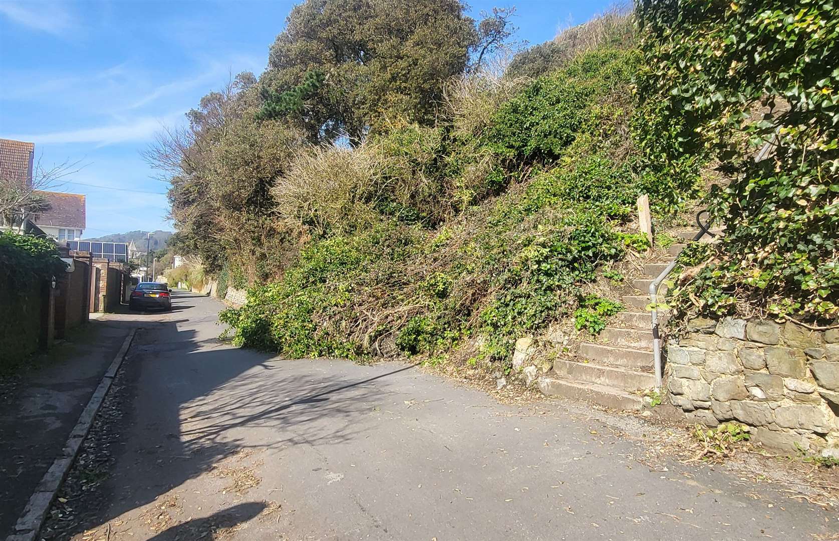 A landslip onto The Riviera in Sandgate, near Folkestone