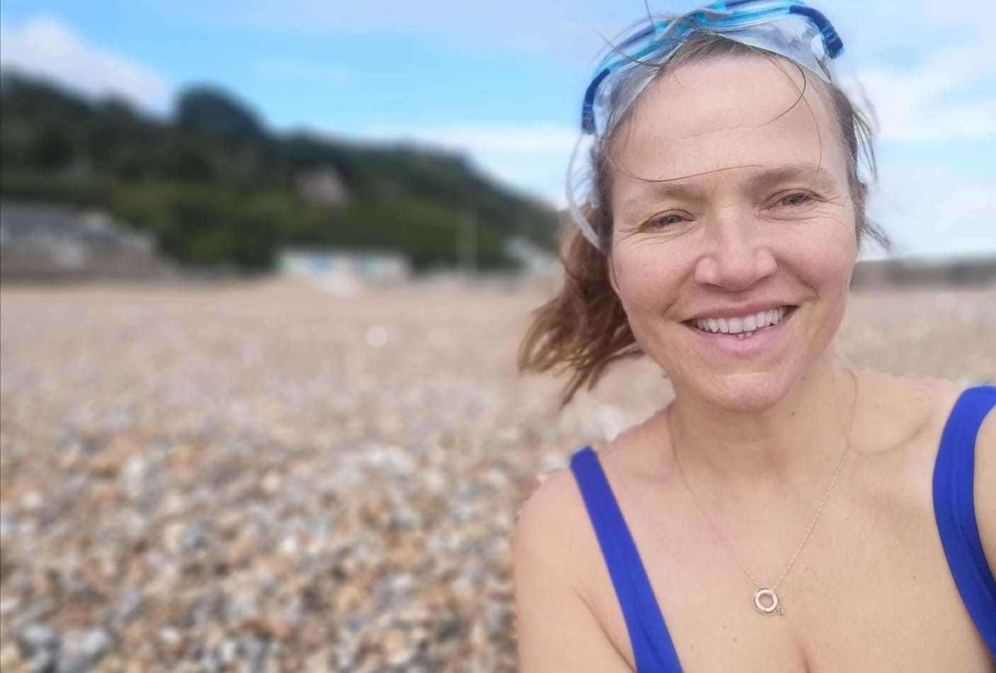 Actress and swimmer Jessica Hynes, who lives in Folkestone, will swim from Hythe to Sunny Sands beach this weekend. Picture: Raga Gibreel