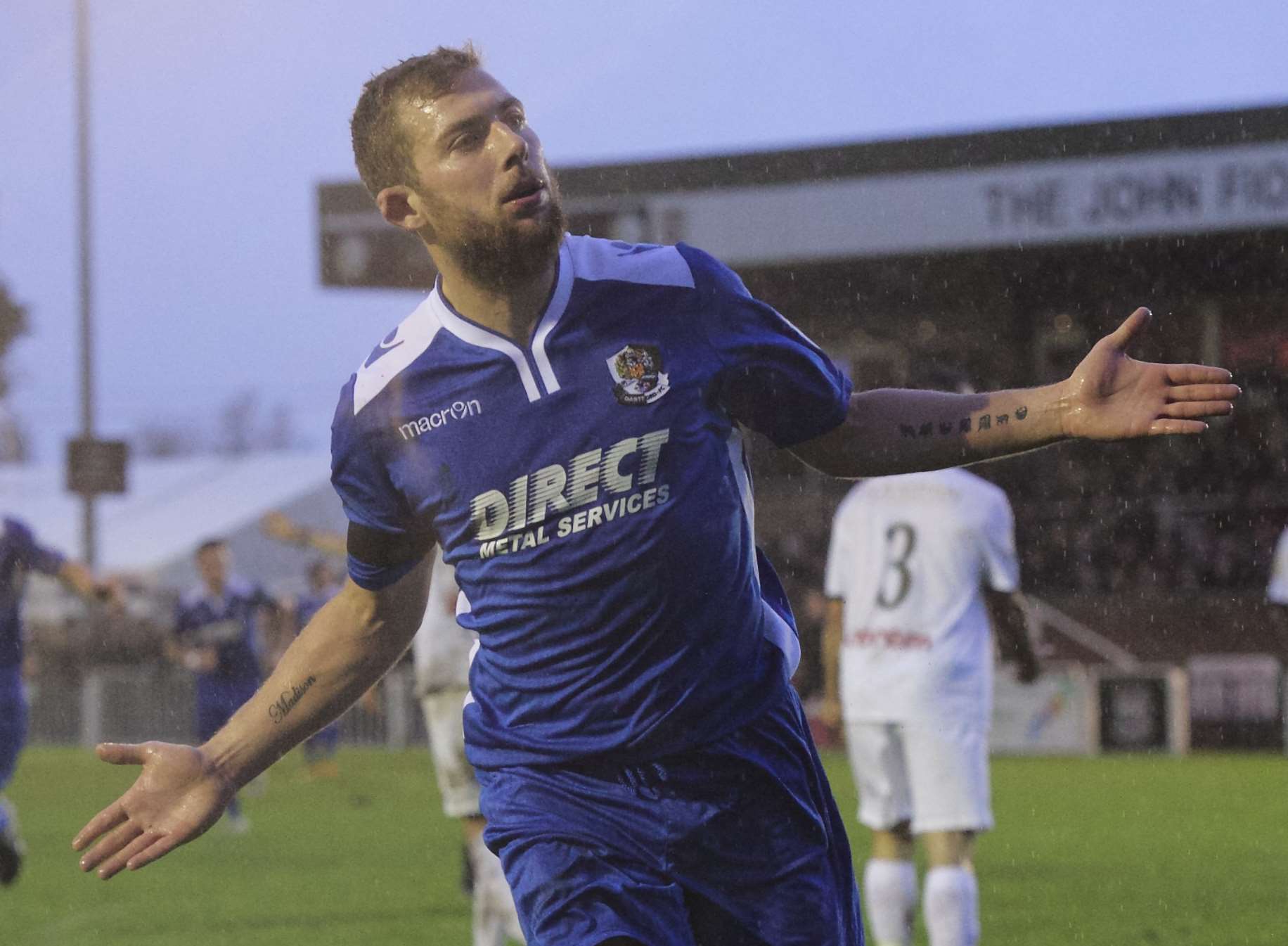 Ryan Hayes celebrates another goal for Dartford Picture: Andy Payton