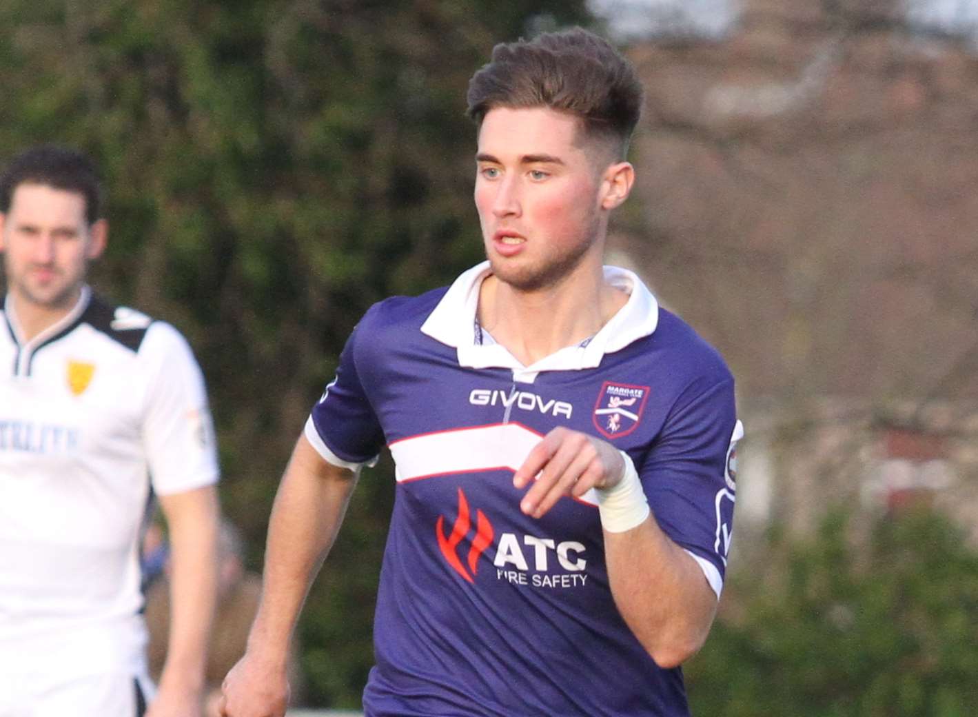 Sean Shields in action during his loan spell at Margate Picture: Don Walker