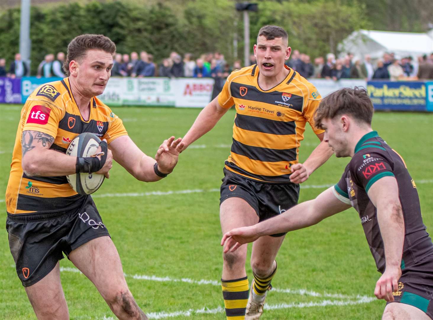 Garry Jones on the attack for Canterbury Rugby Club in their narrow weekend win against Bury St Edmunds. Picture: Phillipa Hilton