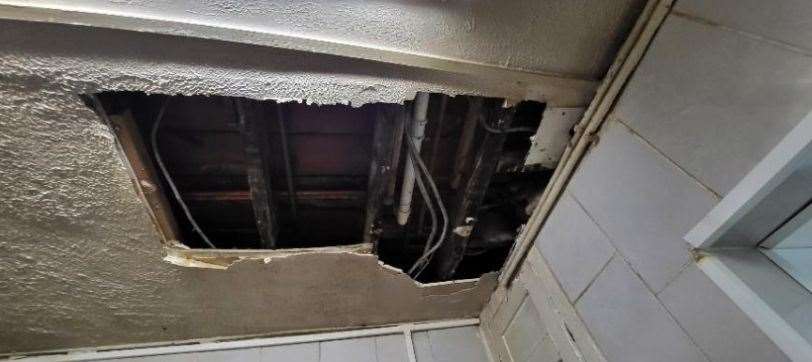 The ceiling had collapsed after a water leak. Picture: Swale Borough Council.