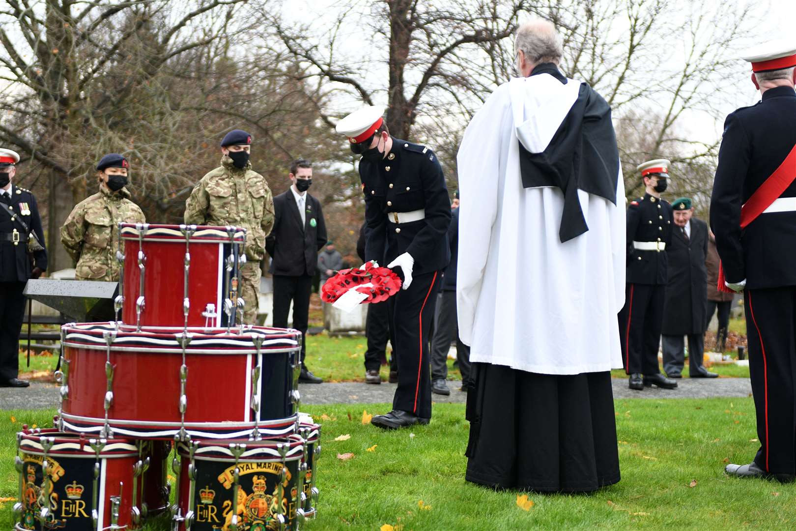 70th anniversary of Dock Road tragedy when 24 marine cadets lost their lives in a bus crash recognised in service at Woodlands Cemetery in Gillingham. Picture: Barry Goodwin