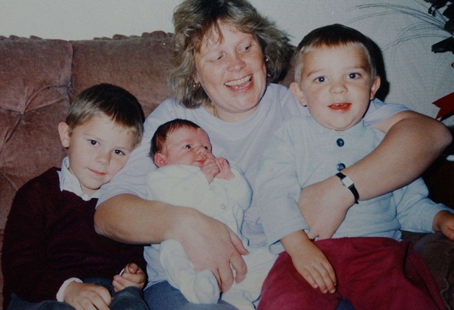 Debbie with children, Jeremy, Jake and baby Luke. Picture: Mike Waterman