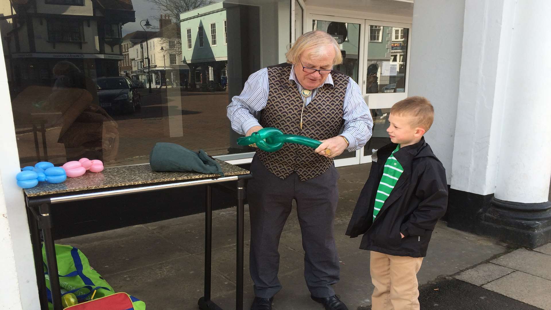 Magic man Myles Philips was working in the town when someone ran off with his hat.