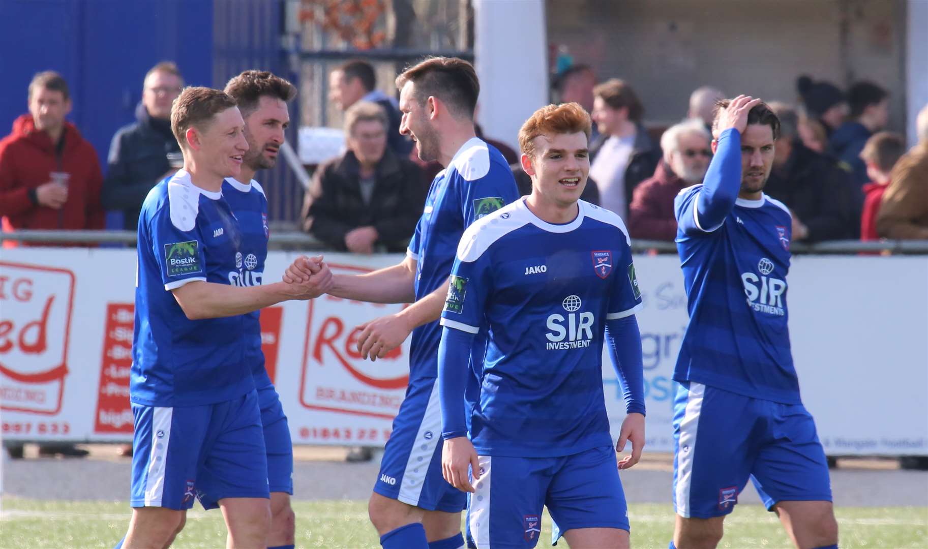 Margate's Dave Martin celebrates his goal against Enfield on Saturday Picture: Don Walker