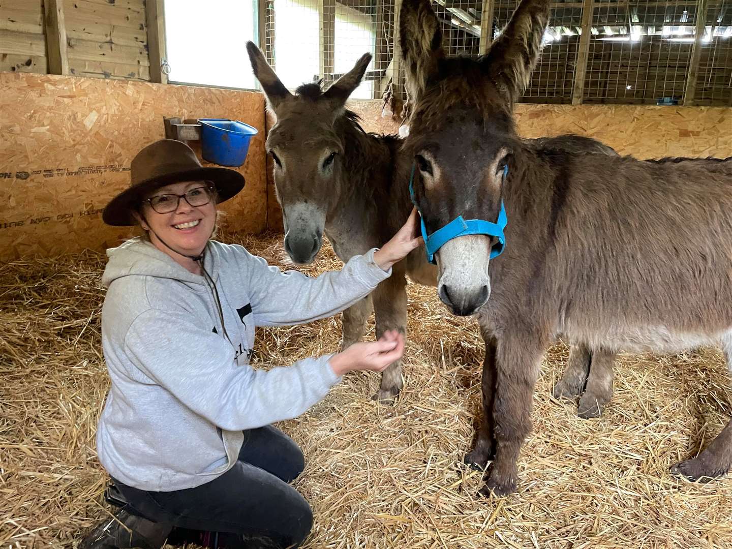 Angela Edwards with Pedro and Poncho