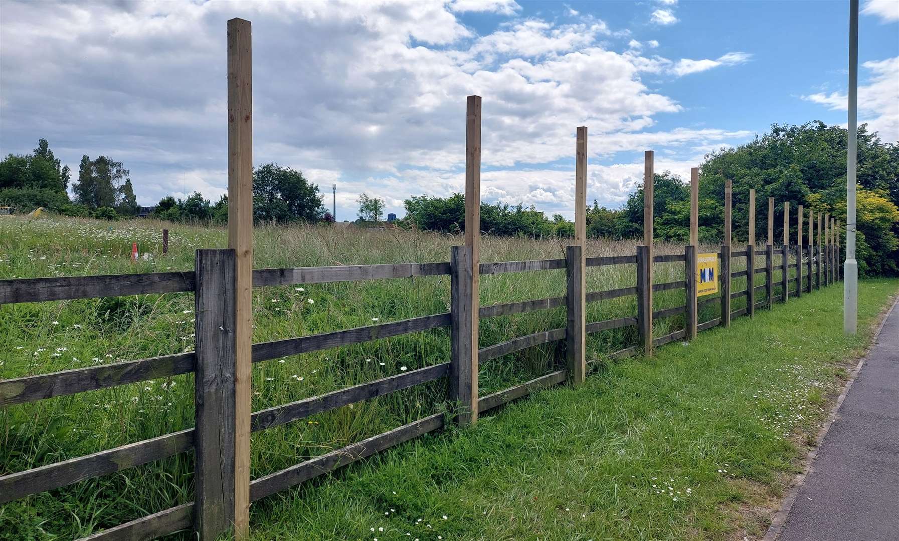 Posts to support hoardings have been installed